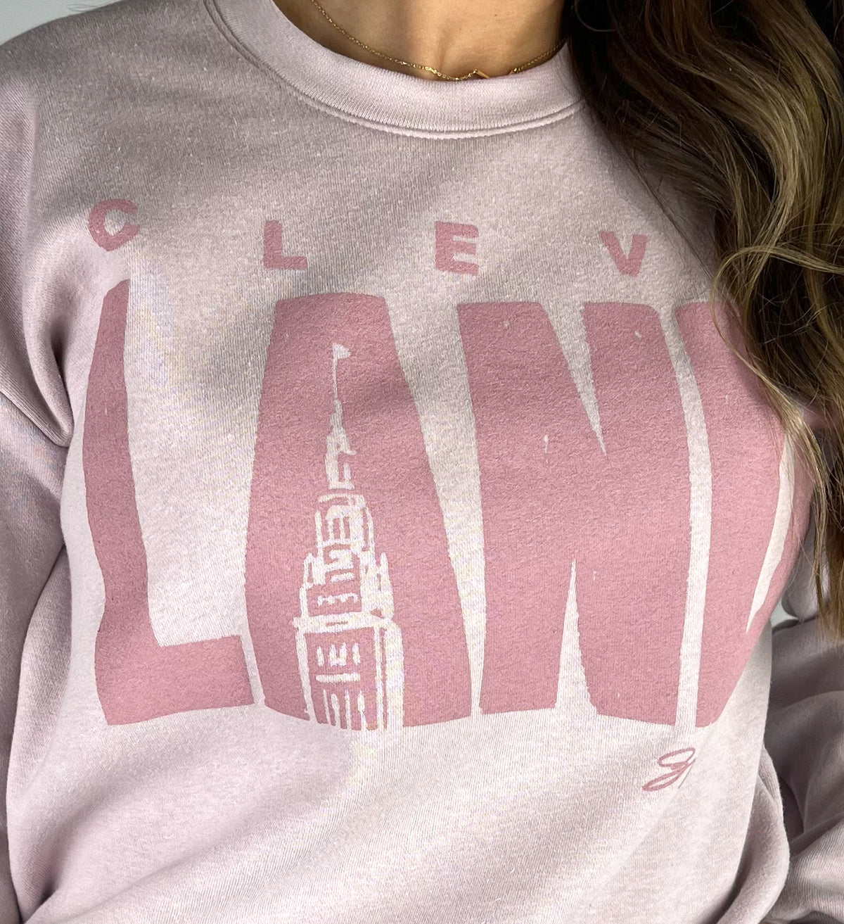 Womens CleveLAND Terminal Blush Crew Sweatshirt