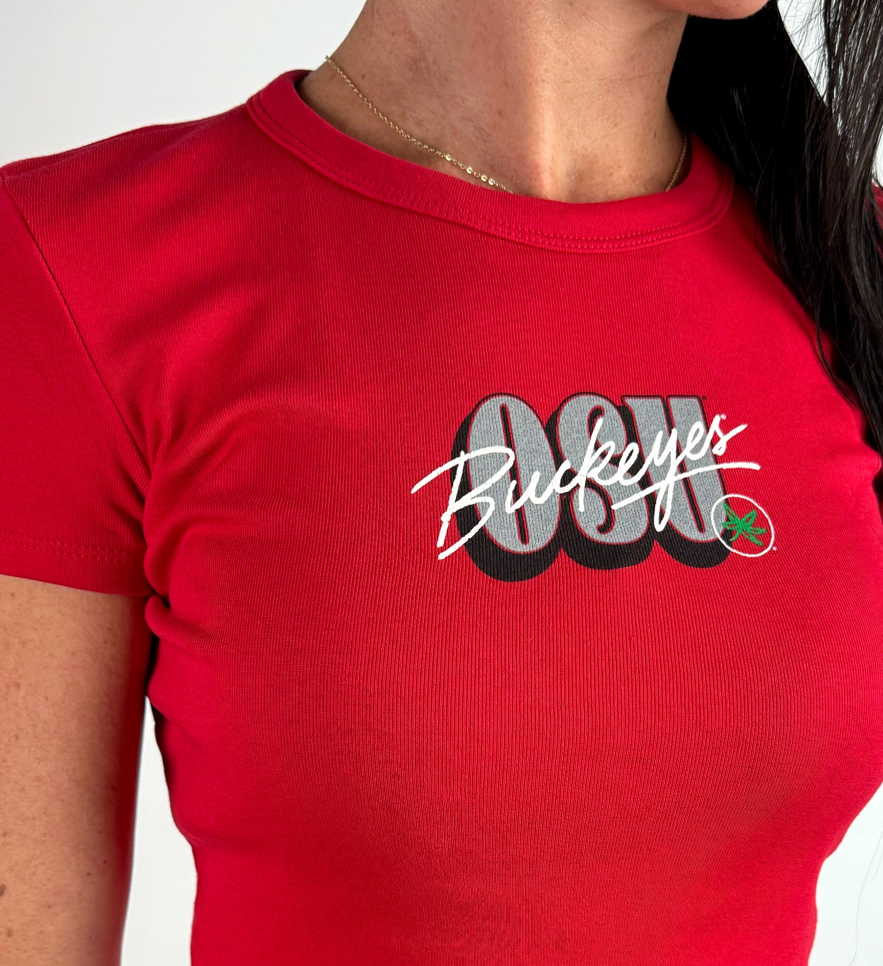 Women's OSU Drop Shadow Baby Tee