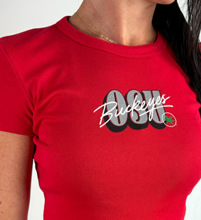 Women's OSU Drop Shadow Baby Tee