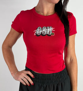 Women's OSU Drop Shadow Baby Tee