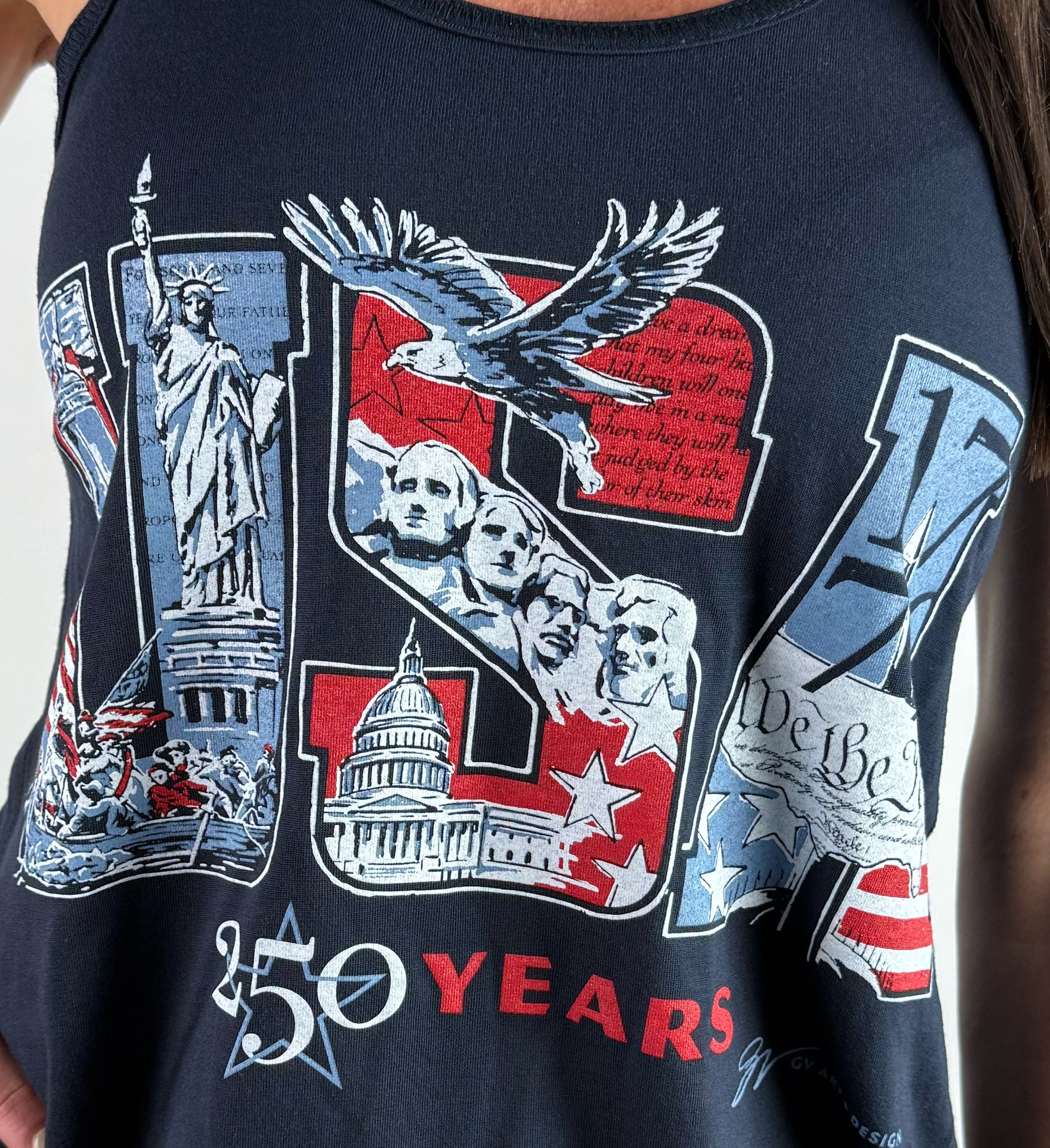 Womens USA Icons Navy Racerback Tank