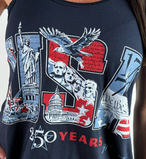 Womens USA Icons Navy Racerback Tank