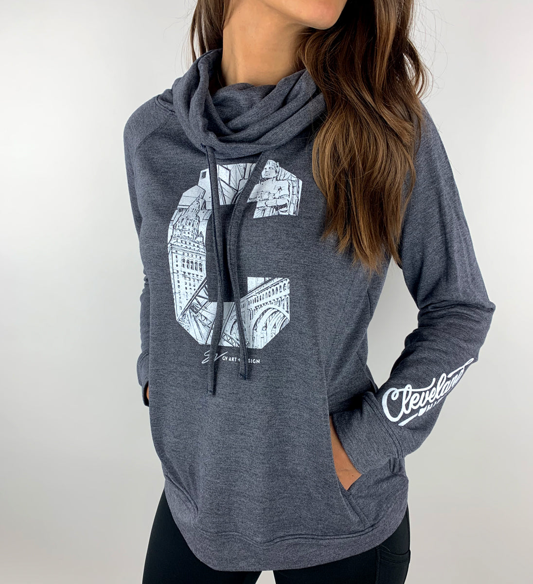 Women's C Navy Funnel Neck Sweatshirt