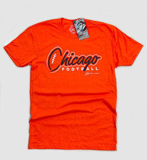 Chicago Football Script Orange T shirt