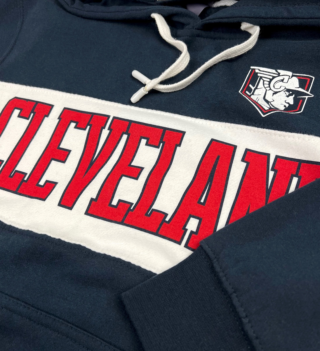 Cleveland Baseball Navy Stripe Hooded Sweatshirt