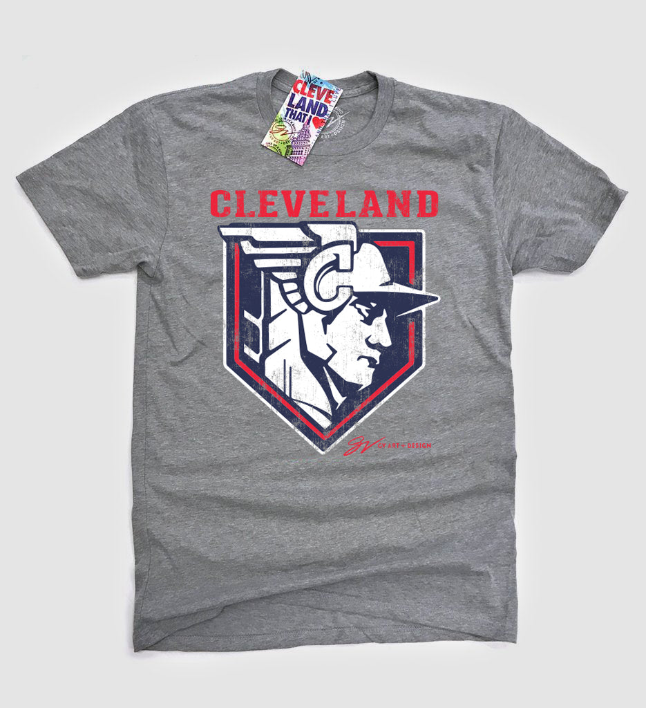 Cleveland Baseball Statue Logo T shirt