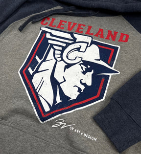 Two Tone Cleveland Baseball Statue Hooded Sweatshirt