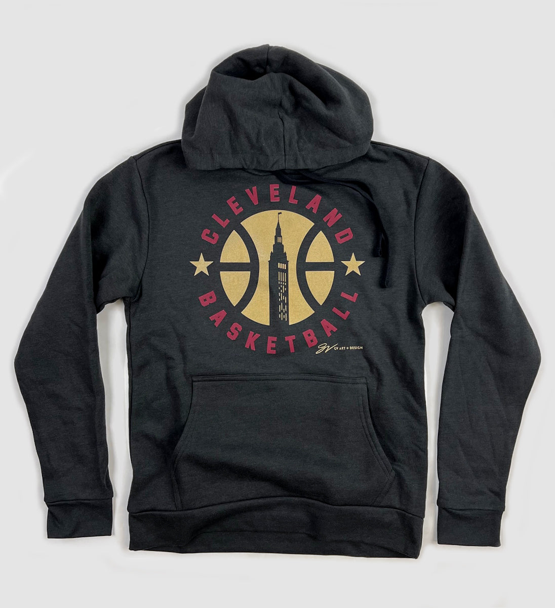 Black Cleveland Basketball Circle Hooded Sweatshirt