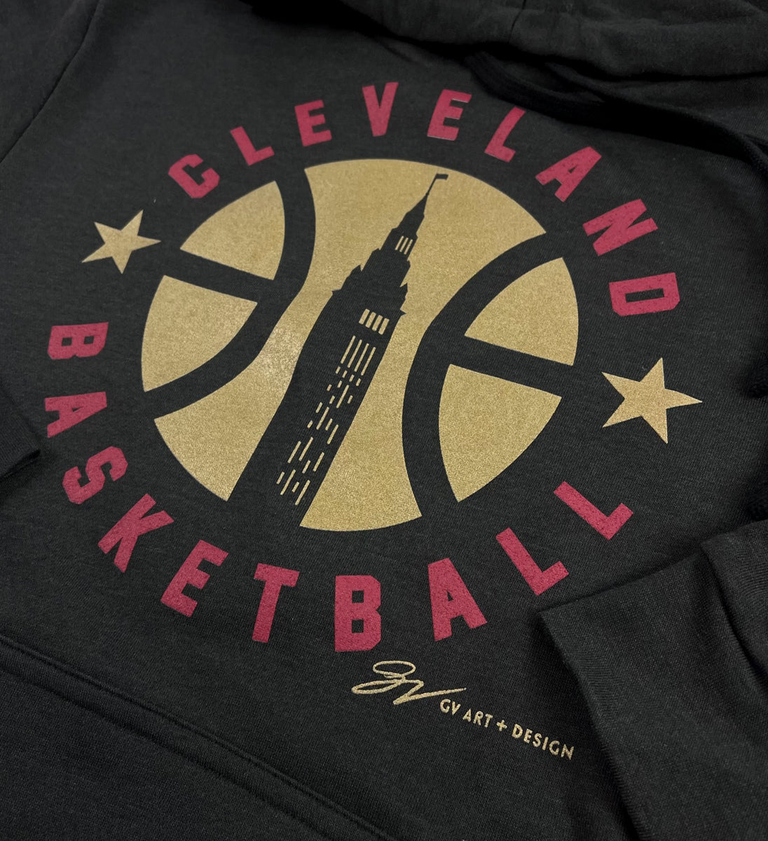 Black Cleveland Basketball Circle Hooded Sweatshirt