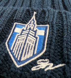 Navy Cleveland Crest Cable Winter Hat
