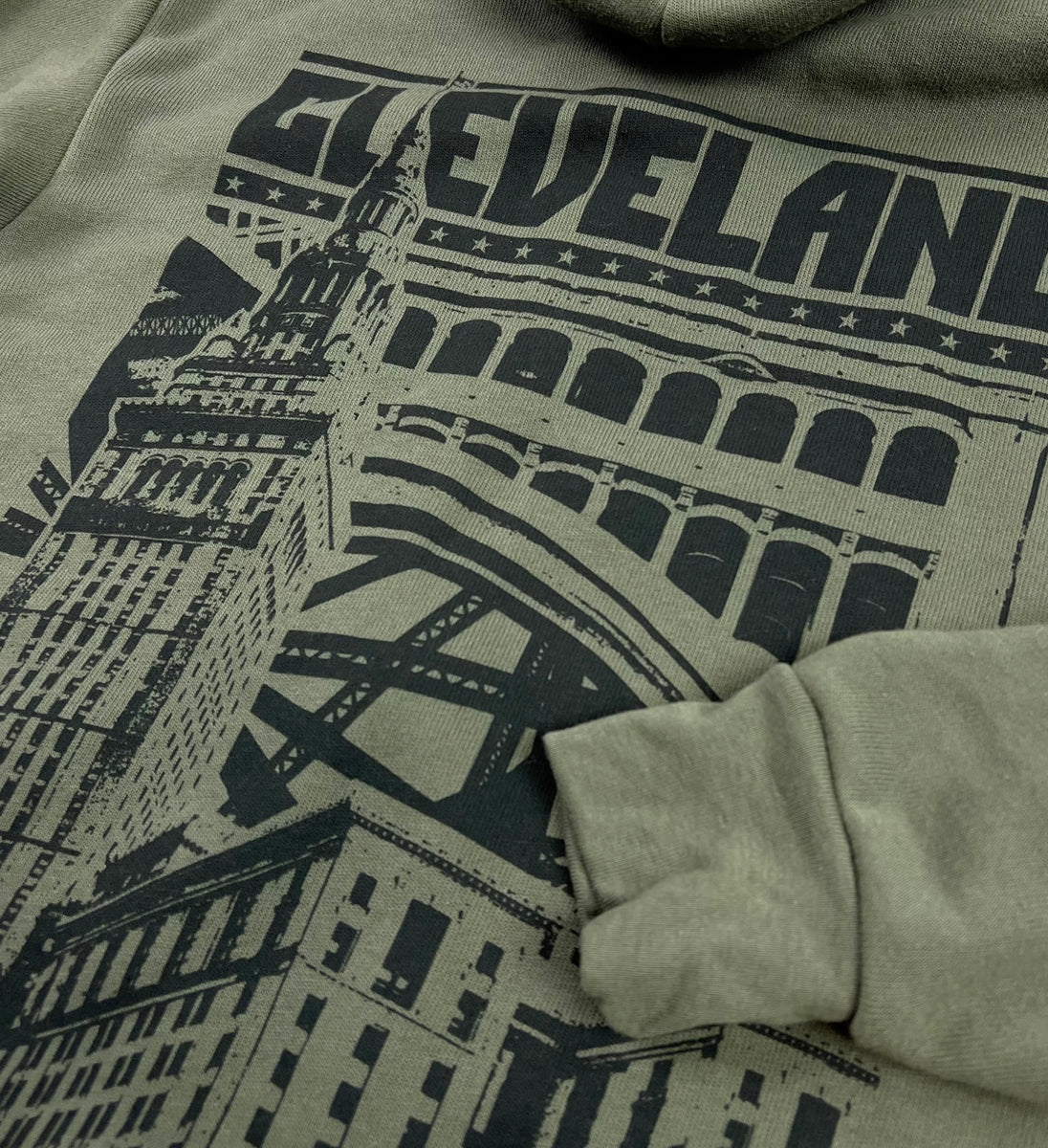 Green Cleveland Bold Graphic Zip Up Sweatshirt