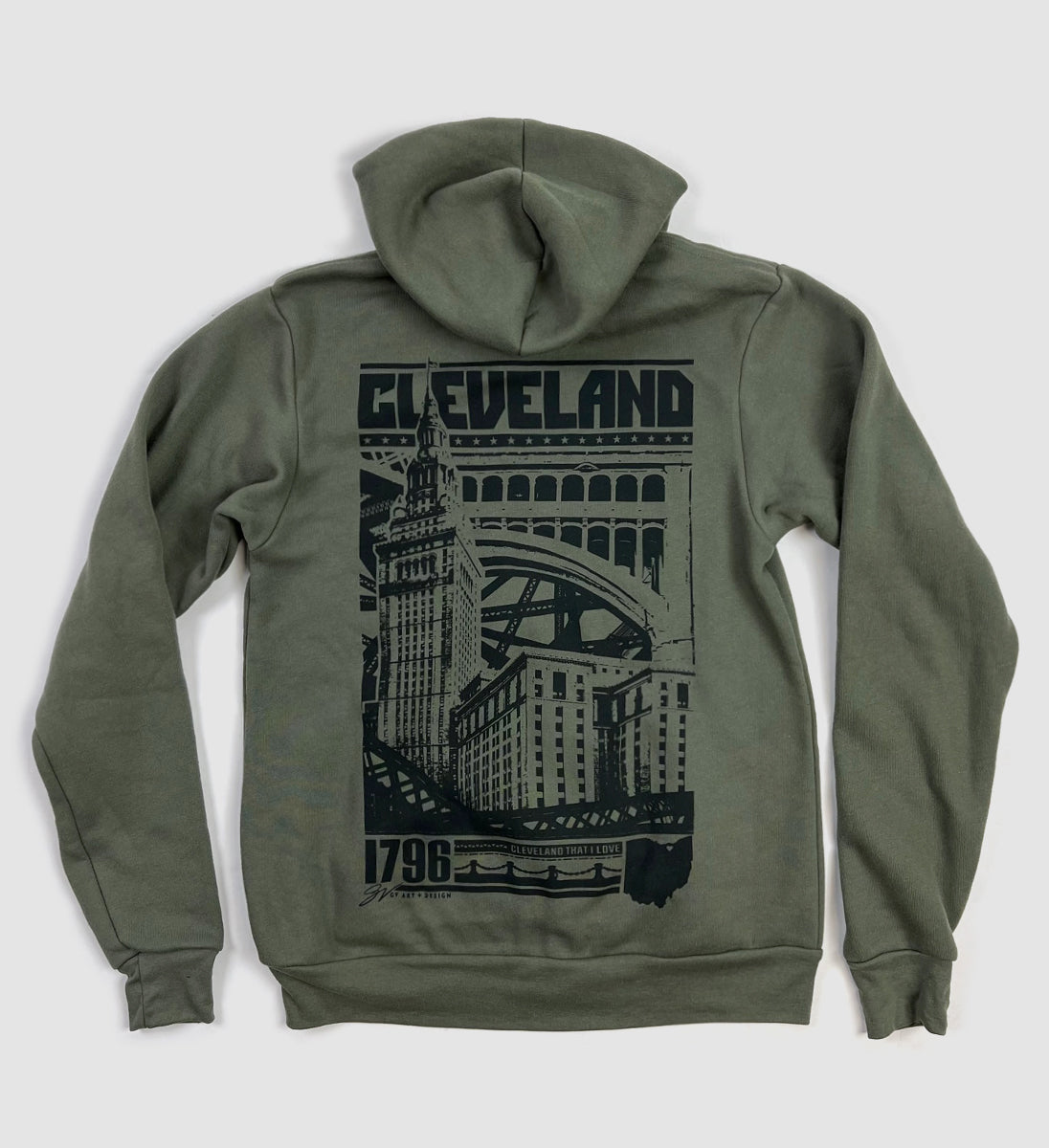 Green Cleveland Bold Graphic Zip Up Sweatshirt