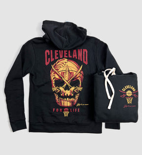 Cleveland Basketball Skull Hooded Sweatshirt