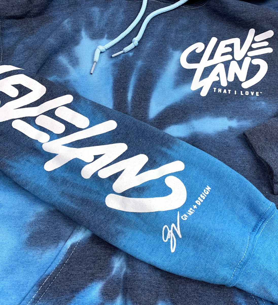 Cleveland Blue Tie Dye Hooded Sweatshirt
