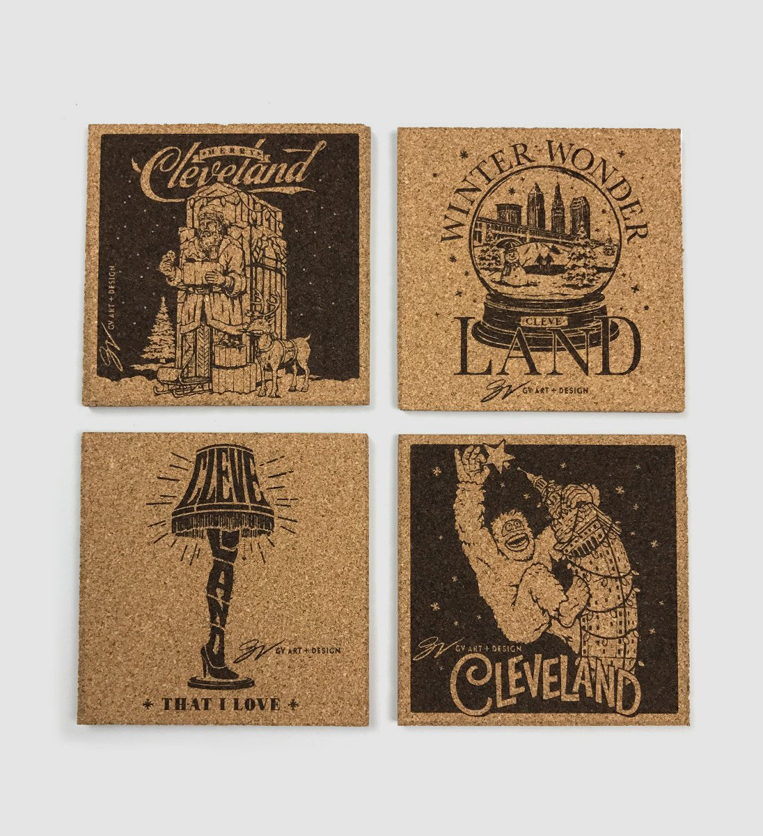 Cleveland Christmas Coasters (4 Pack)