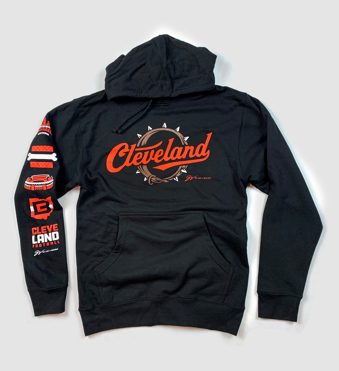 Cleveland Football Script Collar Hooded Sweatshirt
