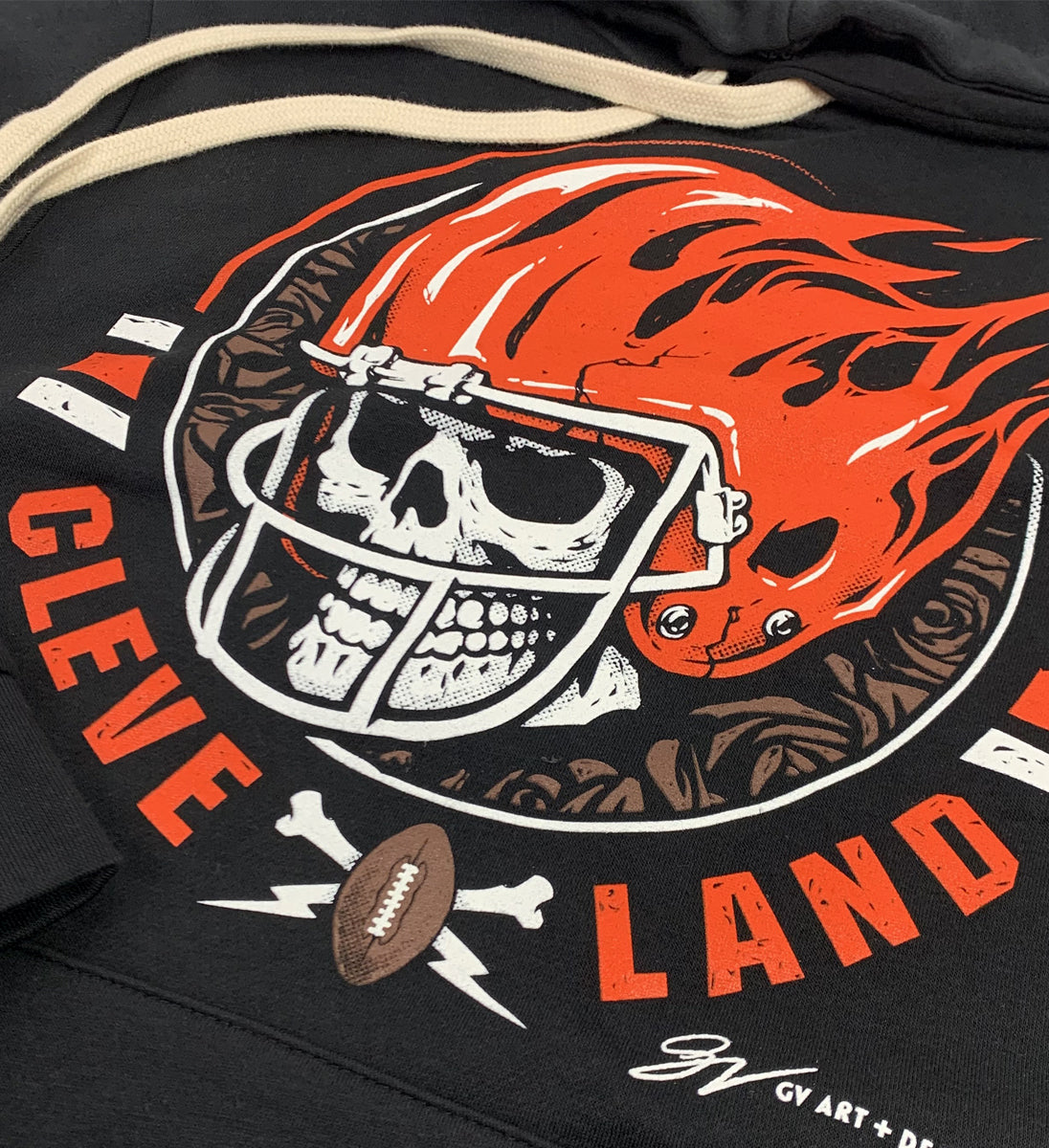 Cleveland Football Skull Hooded Sweatshirt