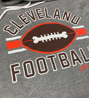 Grey Cleveland Football Stripes Hooded Sweatshirt