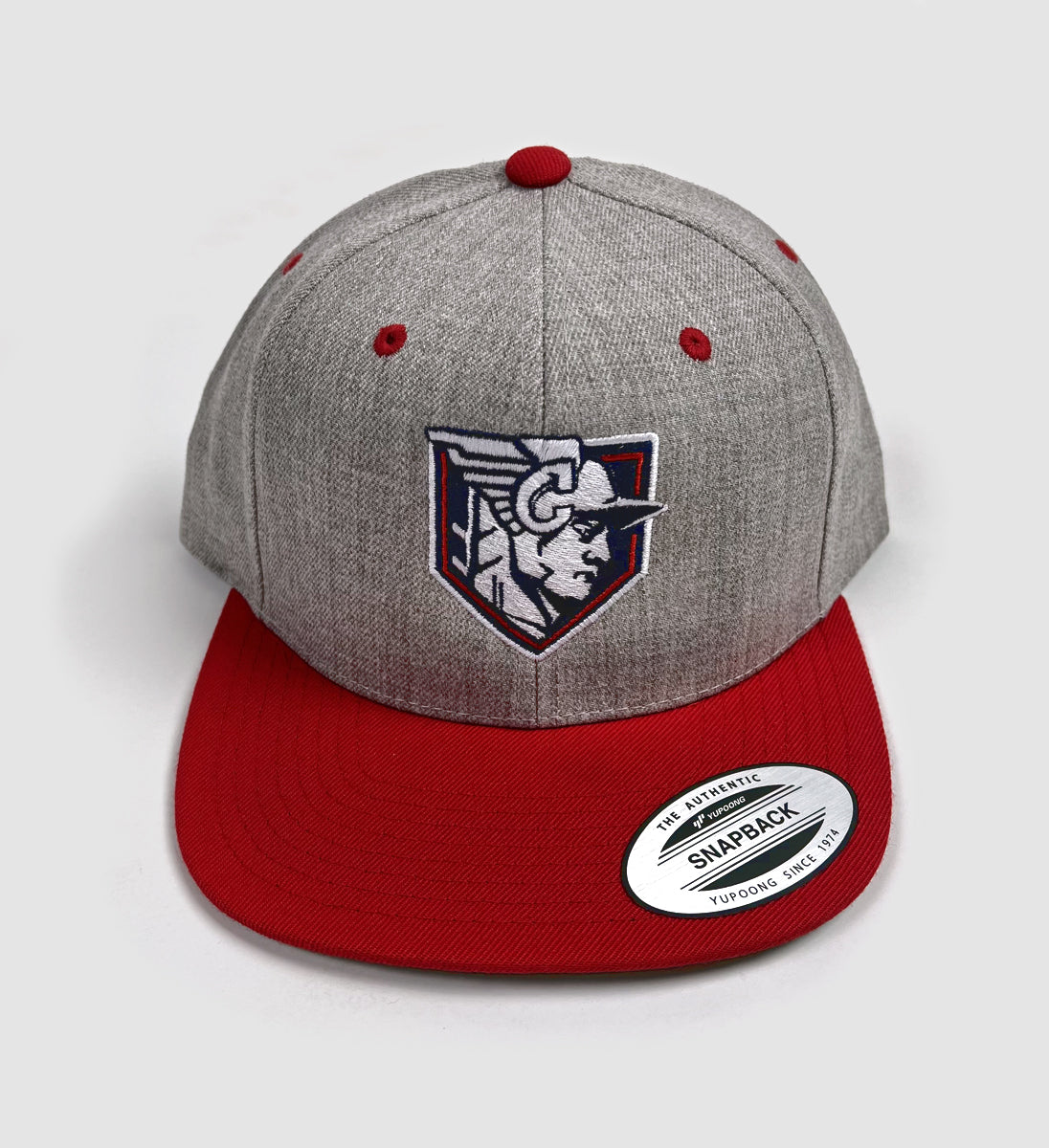 Cleveland Baseball Statue Snap Back Hat Grey/Red