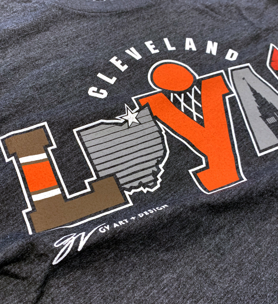 GV Art and Design Cleveland Baseball Statue Logo T Shirt XLarge