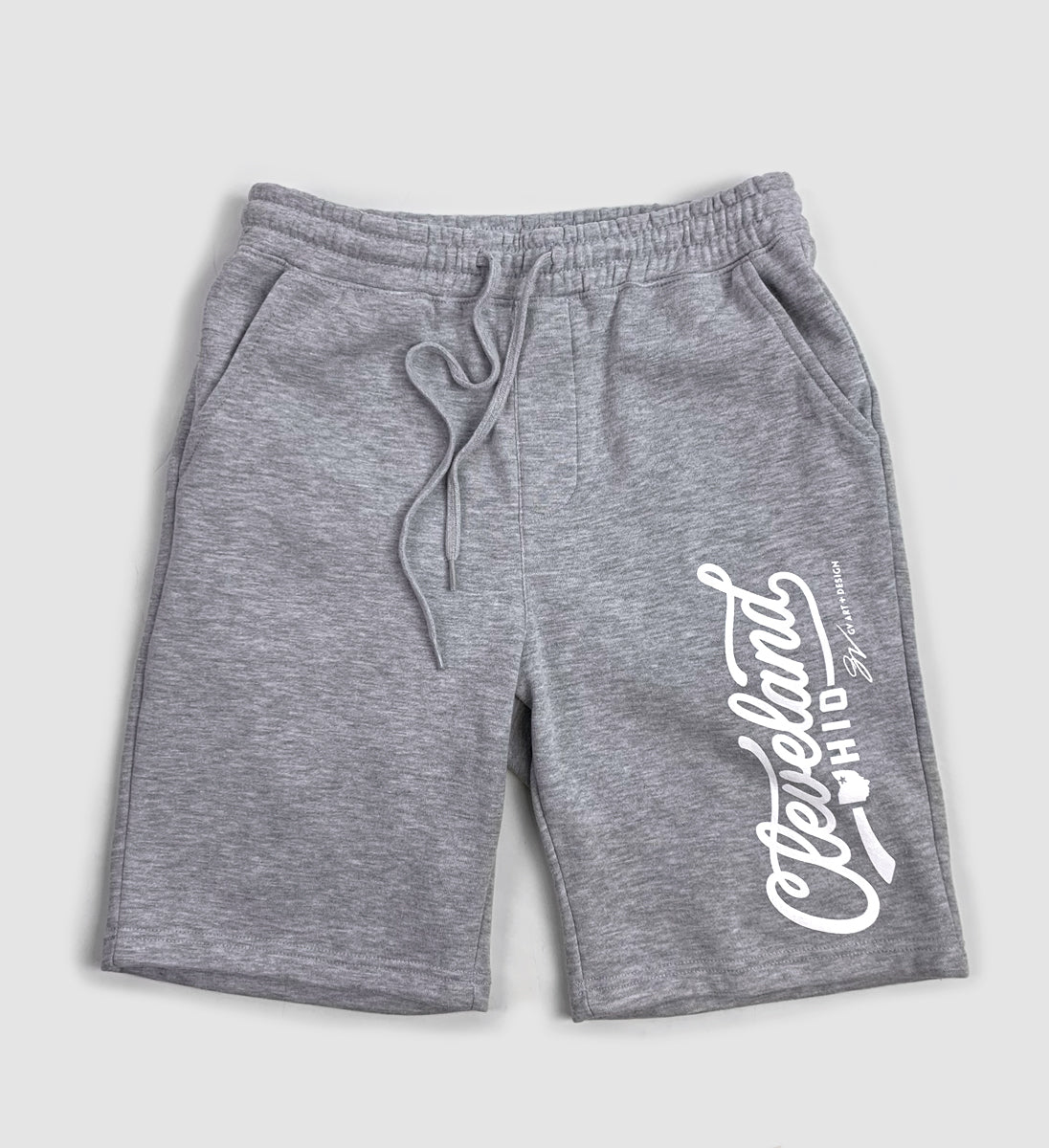 Cleveland Script Grey Sweat Shorts with Pockets