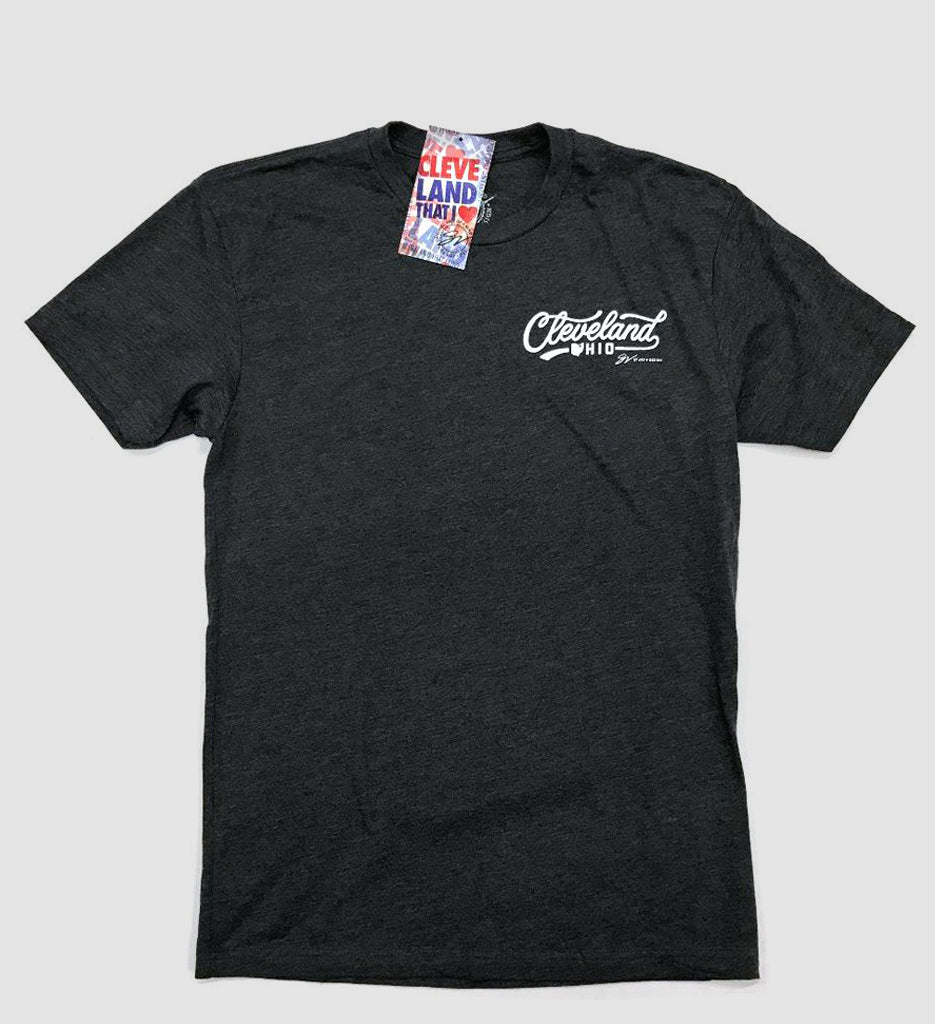 Cleveland Script Icons Charcoal T shirt