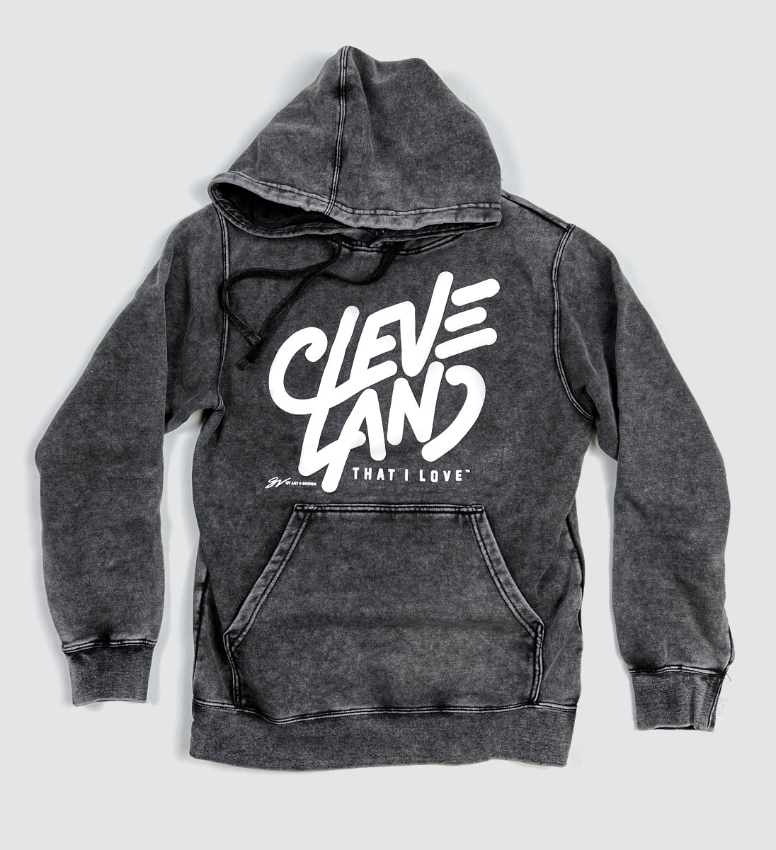 Cleveland Black Mineral Wash Hooded Sweatshirt