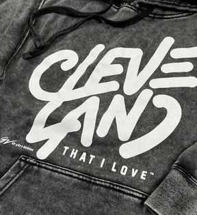 Cleveland Black Mineral Wash Hooded Sweatshirt