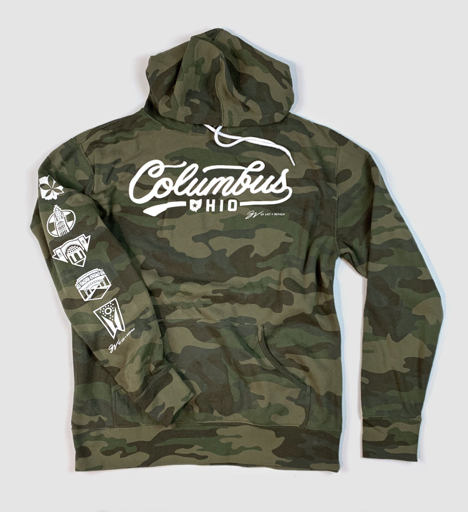 Columbus Script Camo Hooded Sweatshirt