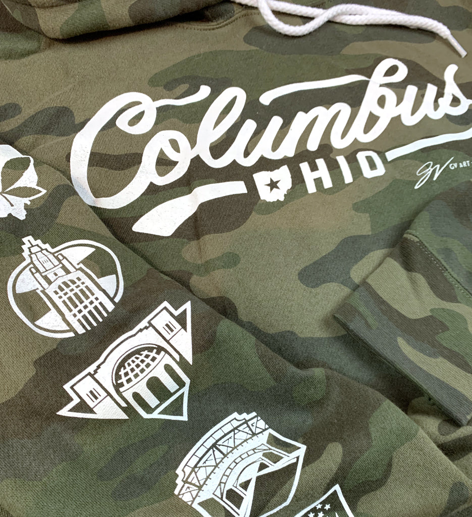 Columbus Script Camo Hooded Sweatshirt