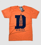 Denver D Tower T shirt Orange and Navy