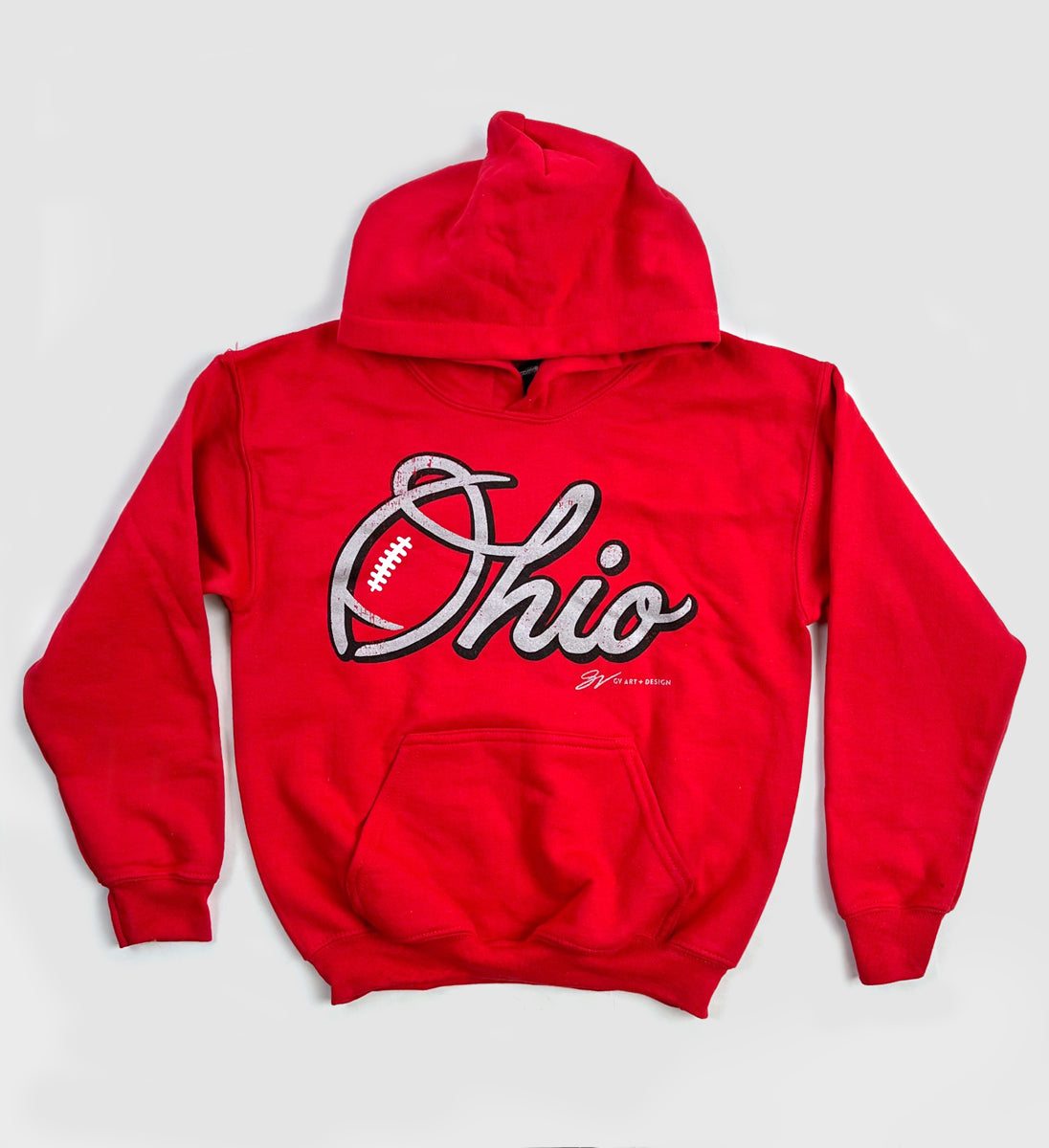 Red Kids Ohio Football Script Hooded Sweatshirt