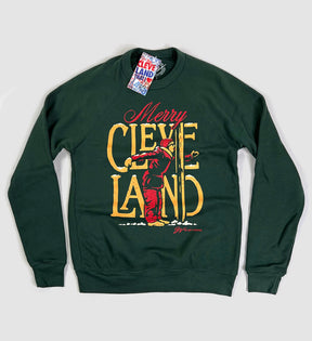 Cleveland Christmas Flag Pole Crew Sweatshirt