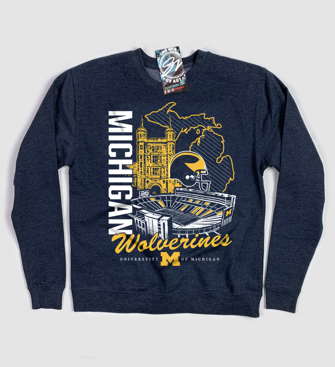 Michigan Wolverine Collage Crew Sweatshirt