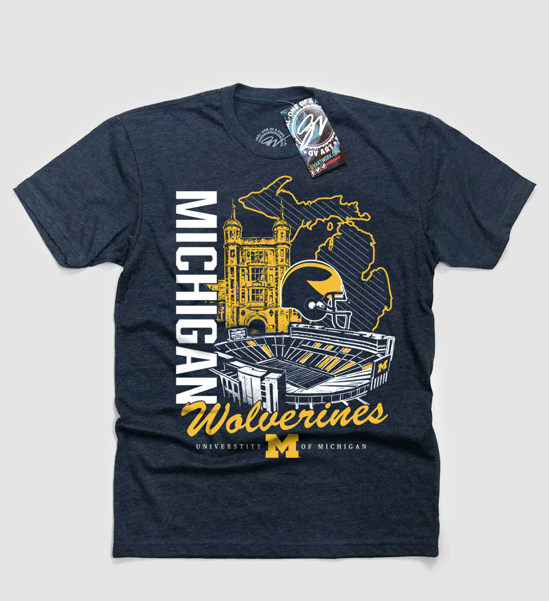 Michigan Wolverine Collage T shirt