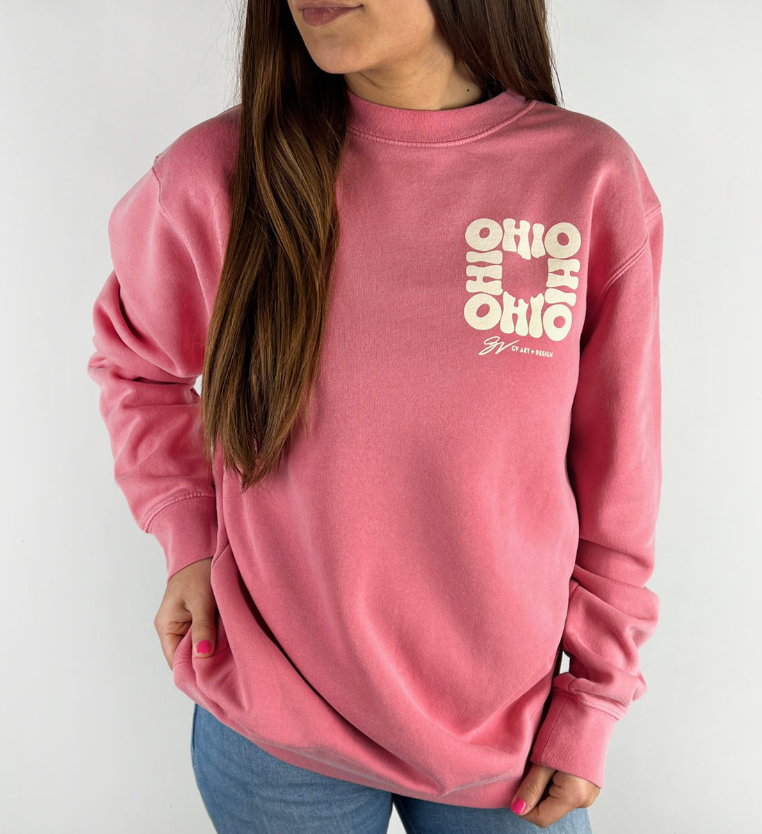 All In Ohio Pink Crew Sweatshirt