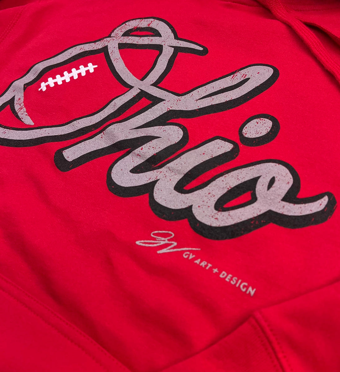 Red Ohio Football Script Hooded Sweatshirt