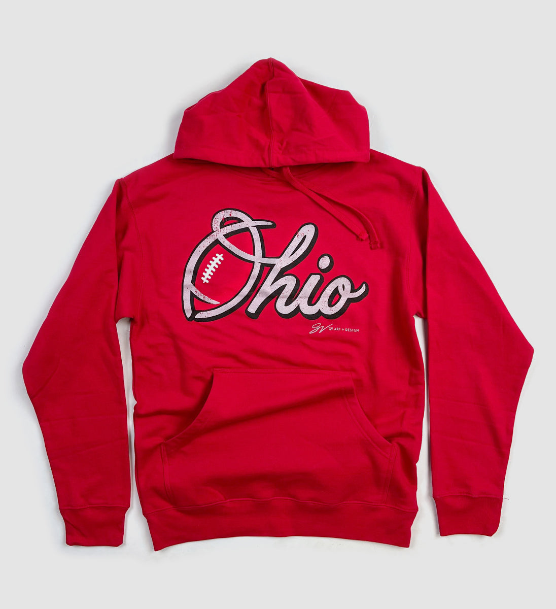 Red Ohio Football Script Hooded Sweatshirt