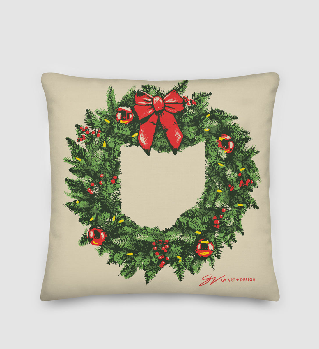 Ohio Wreath Pillow