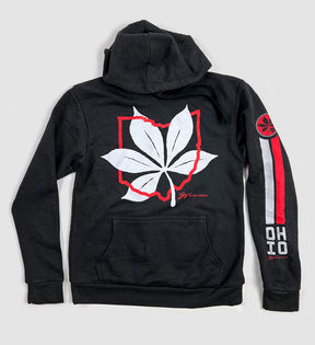 Black Ohio Outline Leaf Hooded Sweatshirt