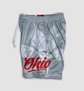 Limited Edition Ohio Script Silver Mesh Shorts