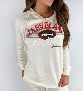 Womens Cleveland Bone Football Hooded Sweatshirt