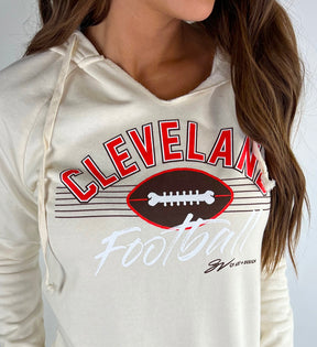 Womens Cleveland Bone Football Hooded Sweatshirt