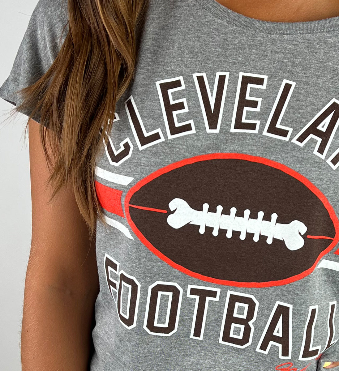 Women's Cleveland Football Stripes Slouchy T