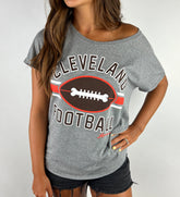 Women's Cleveland Football Stripes Slouchy T