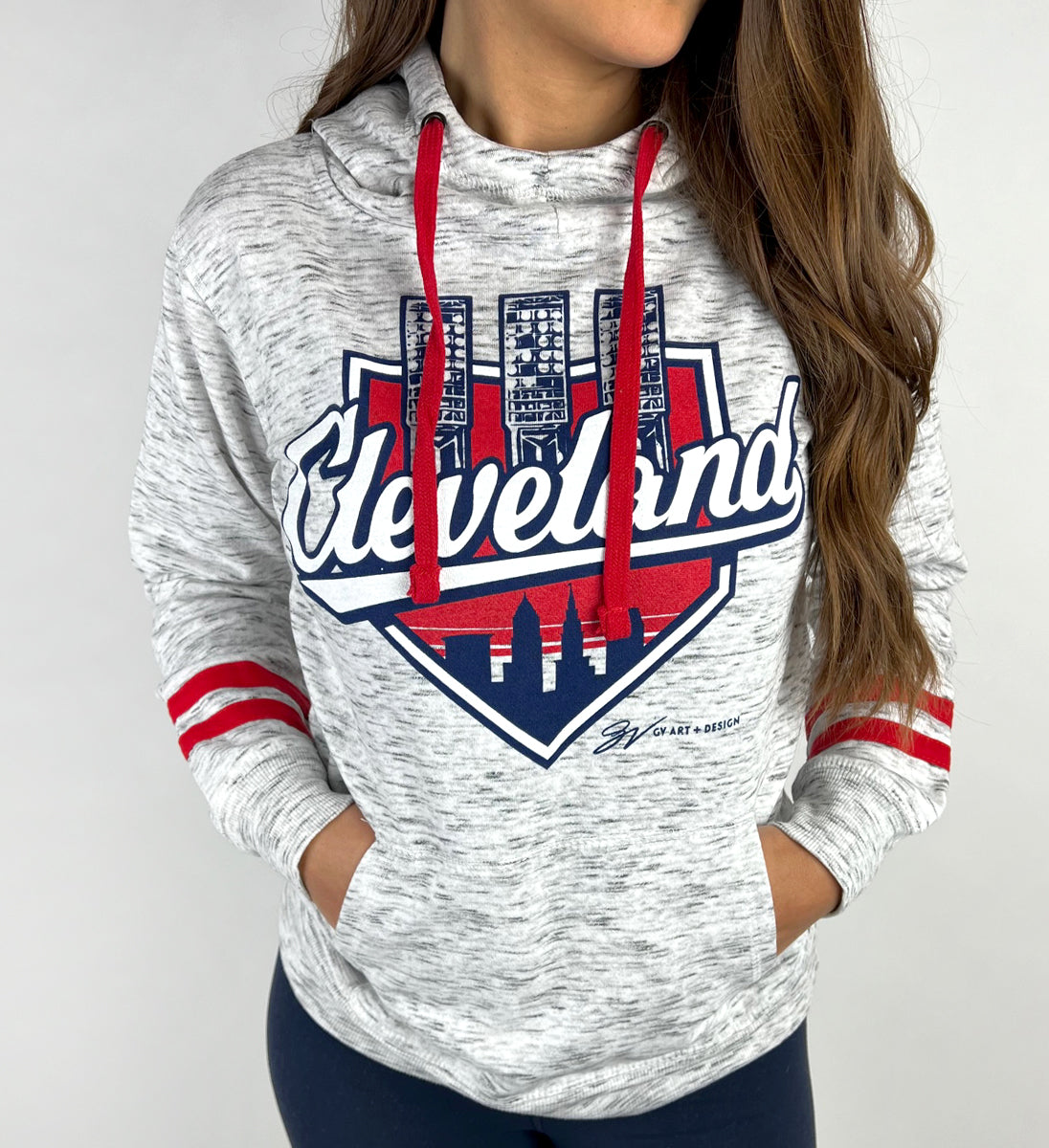 GV Art and Design Cleveland Basketball Net Skyline Hooded Sweatshirt 3XLarge