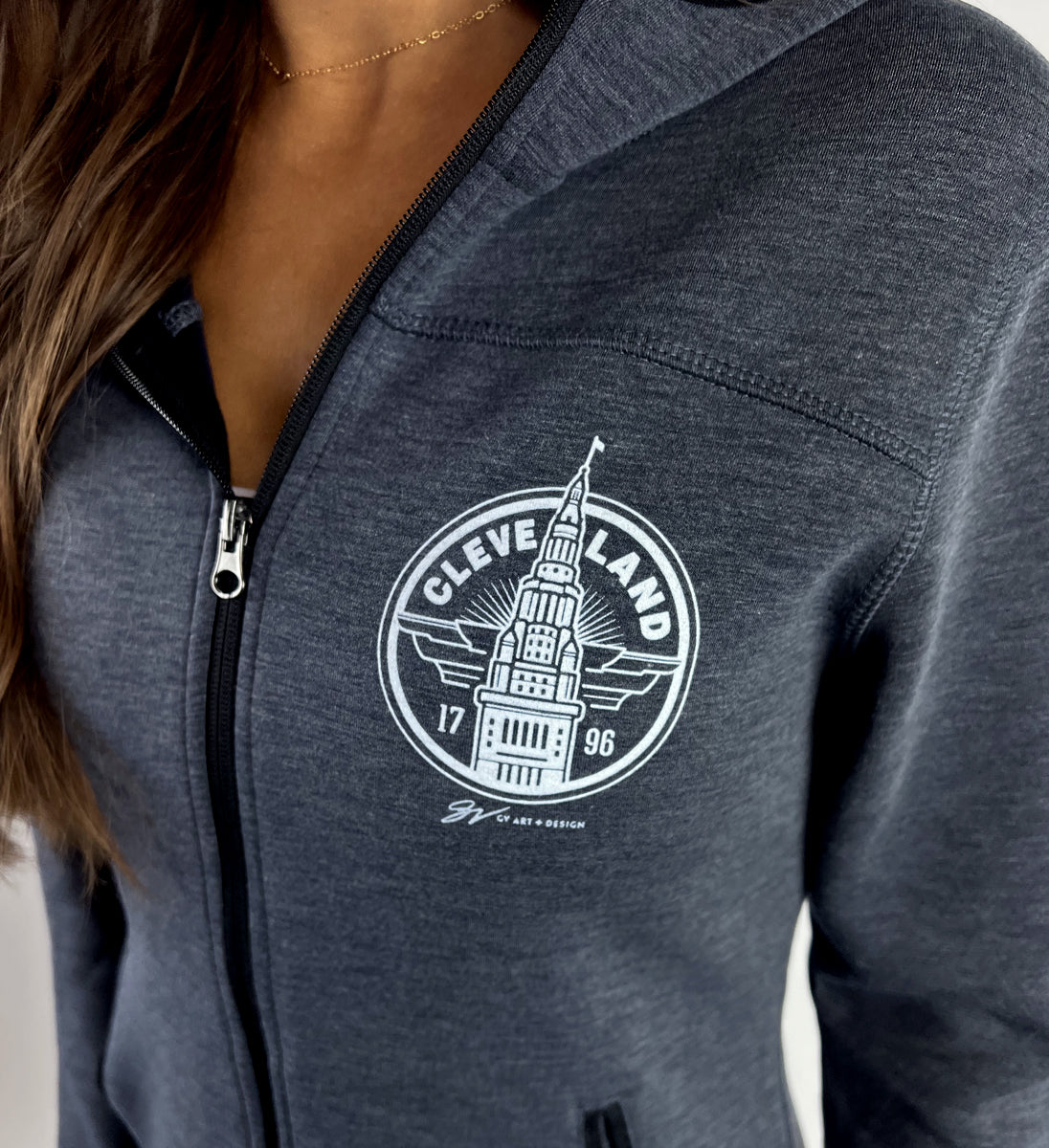 Women's Navy Cleveland Full-Zip Sweatshirt