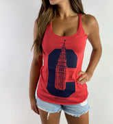 Womens Cleveland C Terminal Tower Racerback Tank - Red