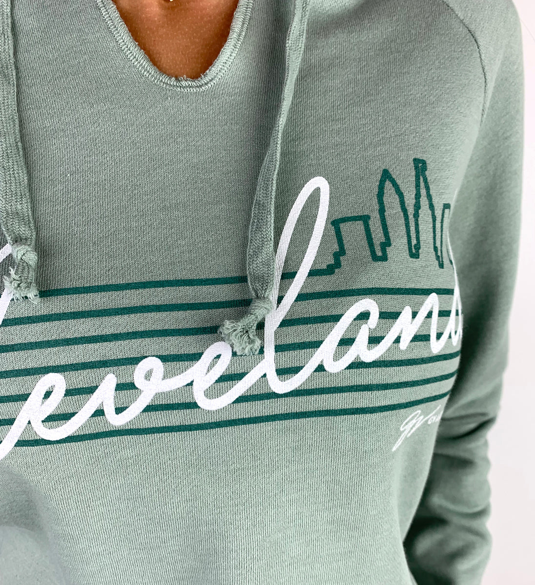Women's Cleveland Script Mint Hooded Sweatshirt