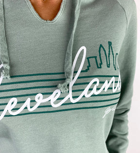 Women's Cleveland Script Mint Hooded Sweatshirt